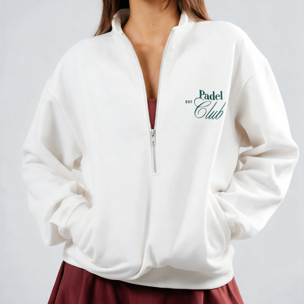Fleece half-zip unisex Courtside Cozy wit voor padel en tennis - YOUR WILDFORCE