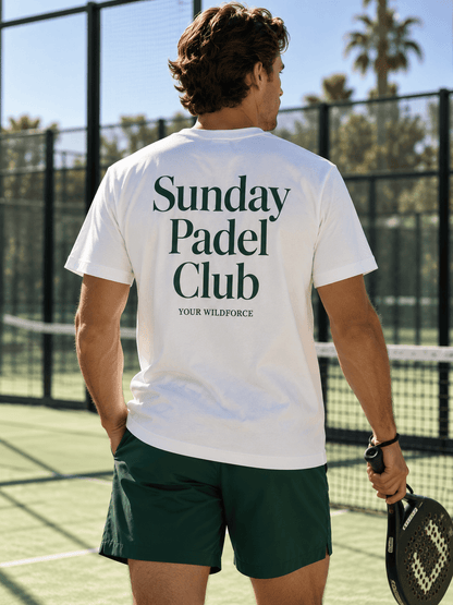 Padel T-shirt Sunday Padel Club wit oversized unisex - YOUR WILDFORCE