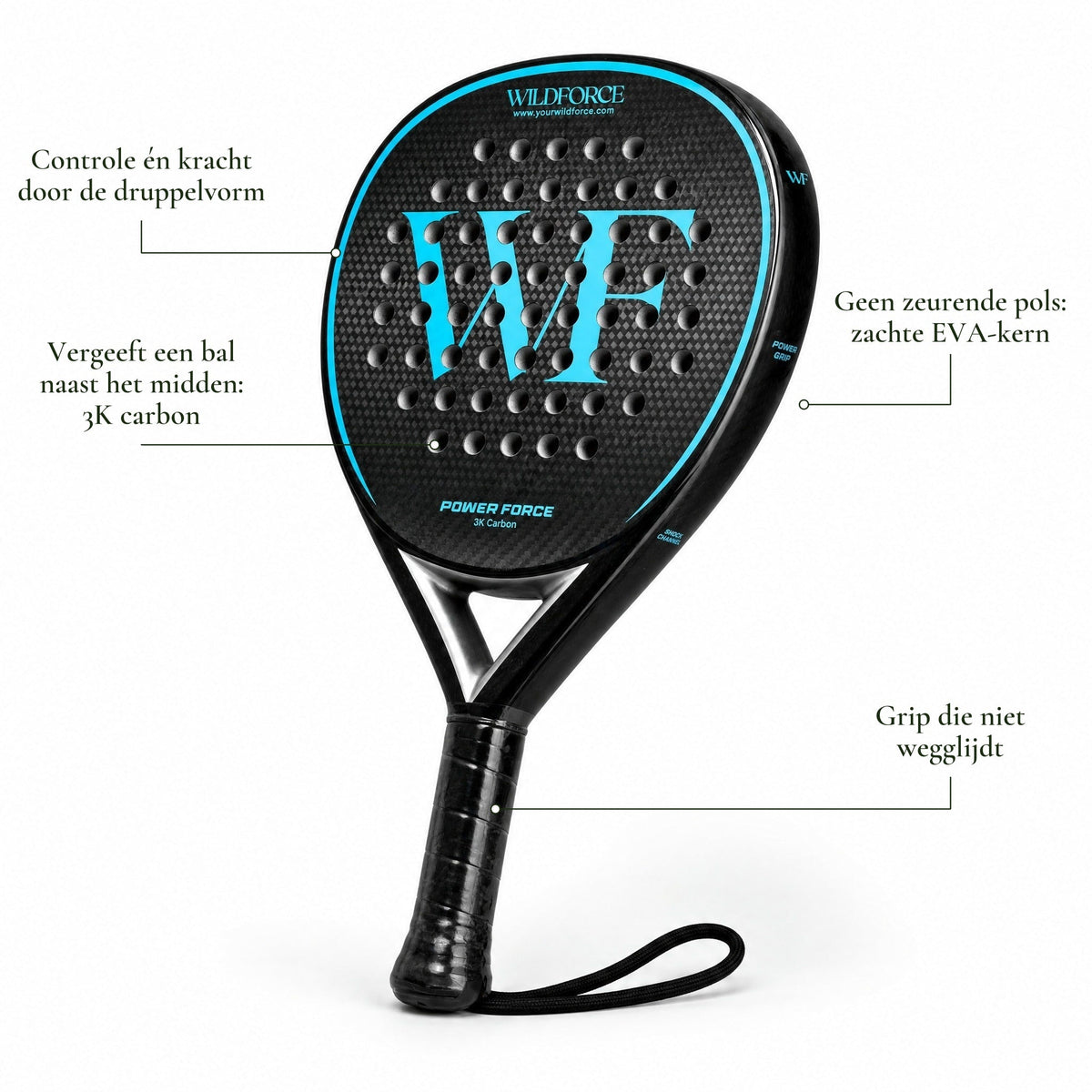 Padelracket dames voor beginners WF Power Force zwart - YOUR WILDFORCE