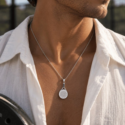 Padelracket ketting zilver unisex - YOUR WILDFORCE
